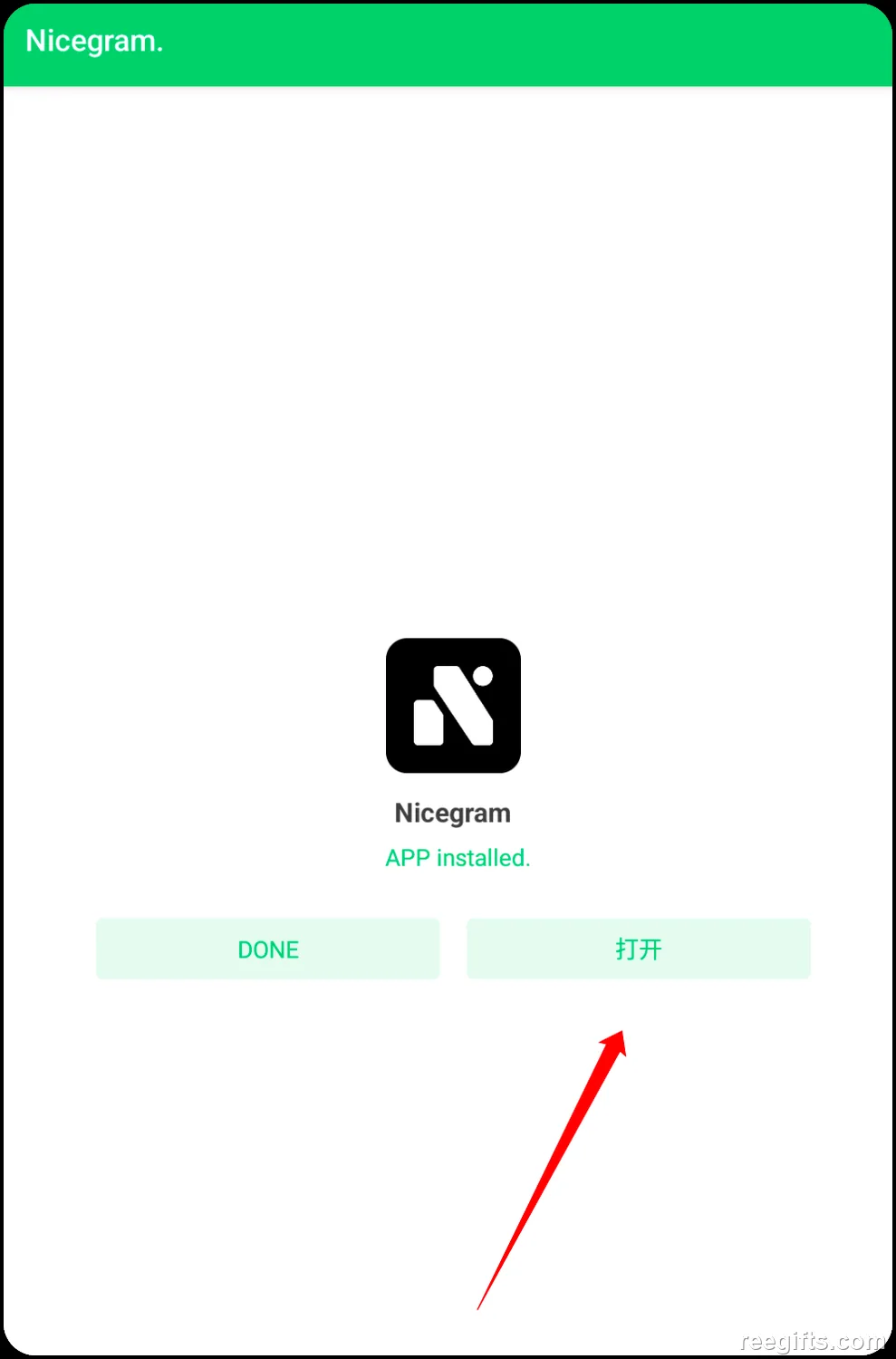 Nicegram 安装完成页面