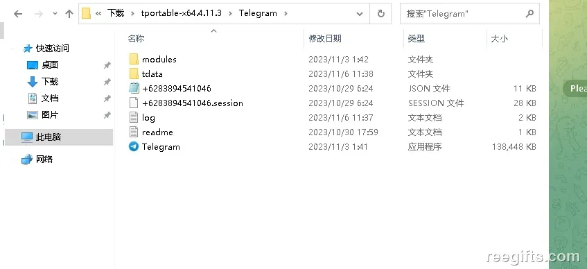 Telegram 文件夹内出现 tdata 目录