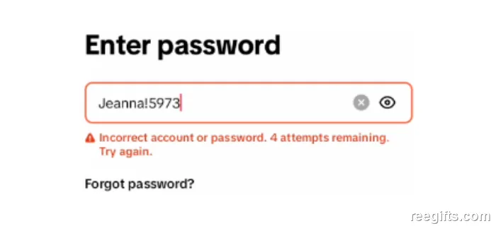 TikTok 输入密码后提示 Incorrect account or password